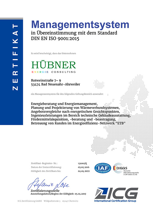 Re Zertifikat ISO 9001 05 04